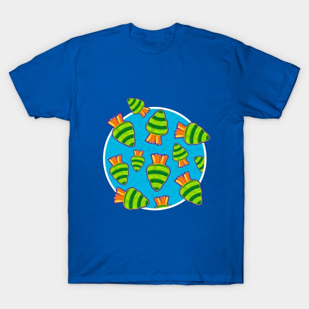 GROOVY GARDEN Carrot Chaos T-Shirt by rorabeenie